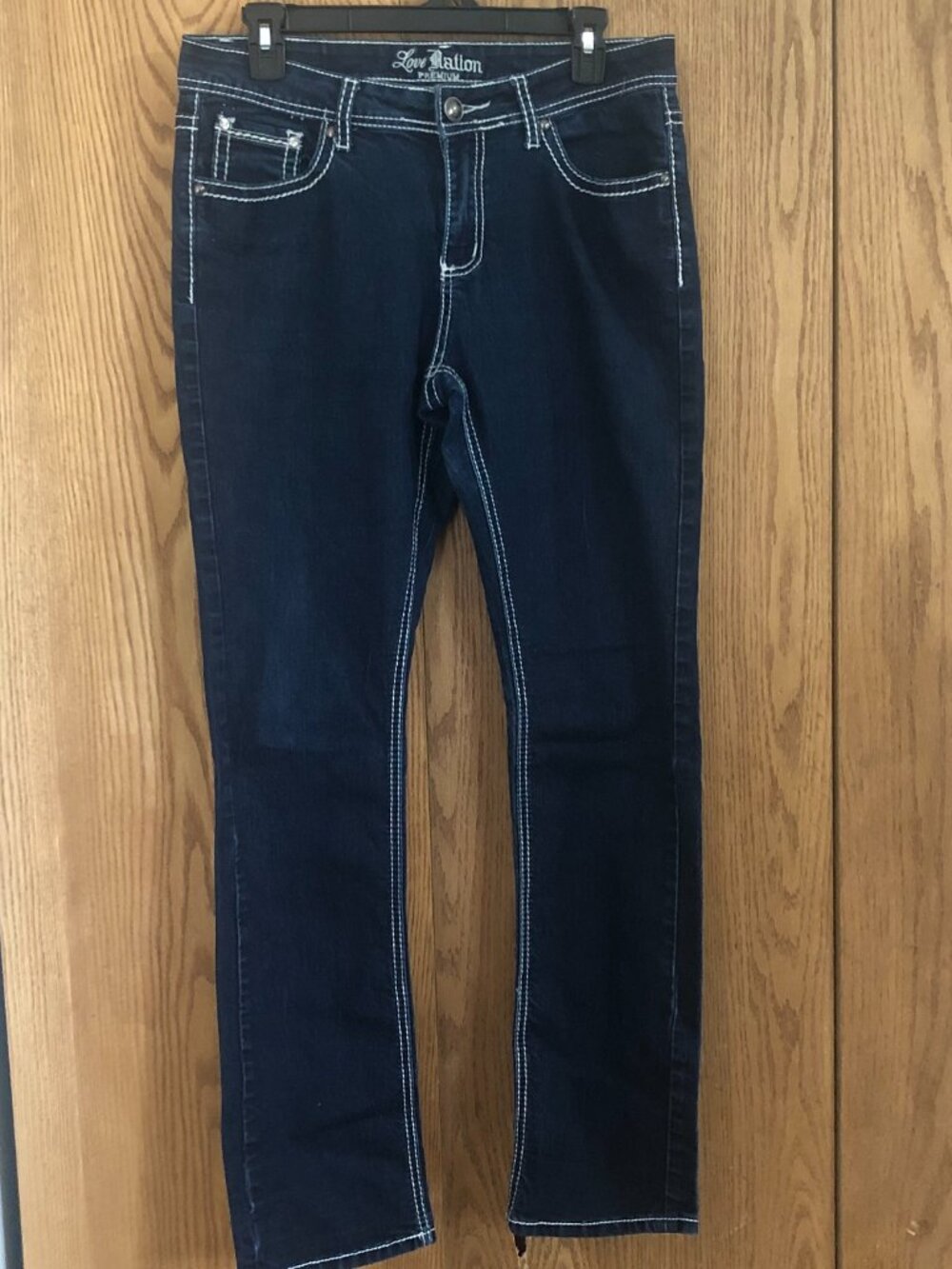 Love Nation Premium Womens Size 10 Bootcut Jeans Dark Wash Low Rise Bling Pocket